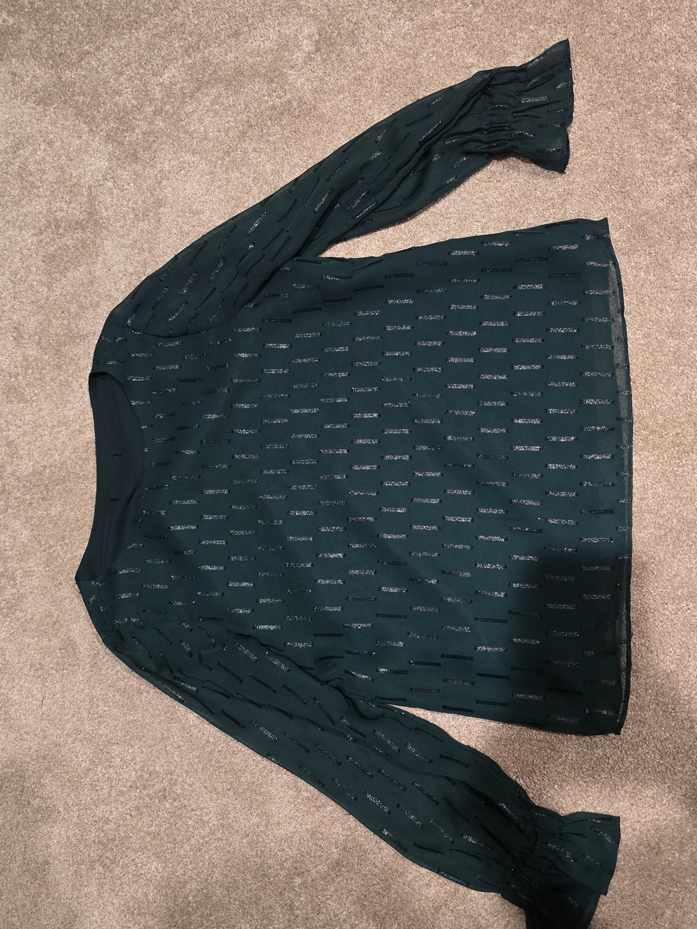 Dark Green Long-Sleeve Lightweight Shirt With Sparkle